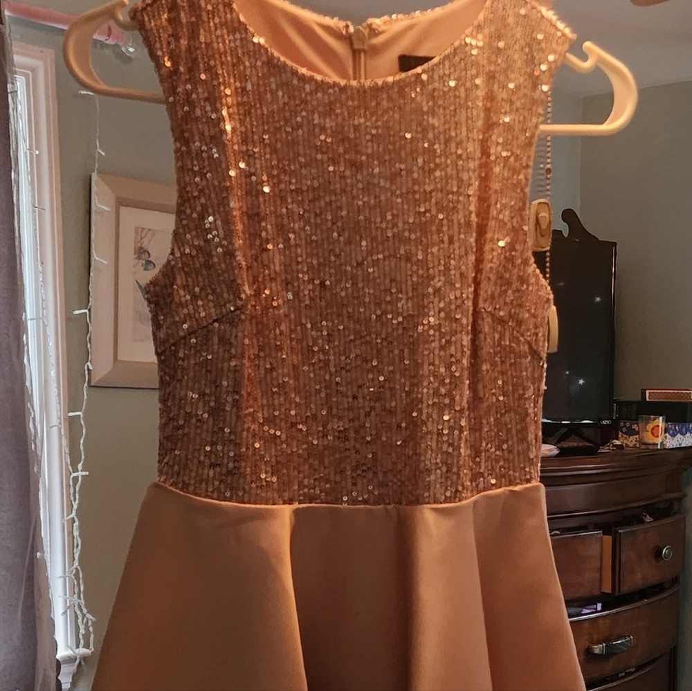 ROSE gold Sequen Party Dress
